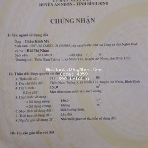 Bán đất đối diện trường trung học cơ sơ nhơn tân