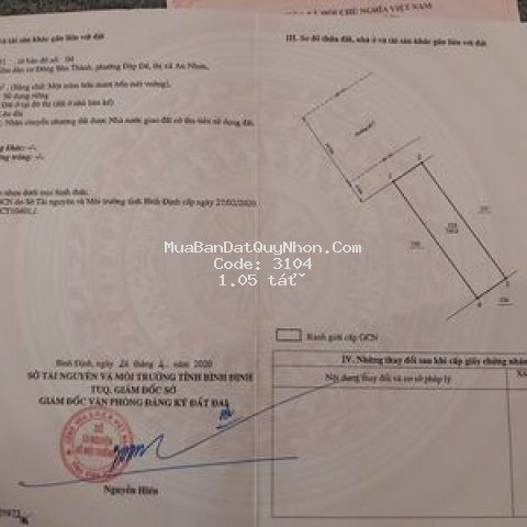 Bán đất đông bàn thành-đập đá, an nhơn, sổ lâu dài