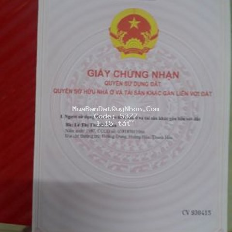 Bán đất quơn phú .tp quy nhơn