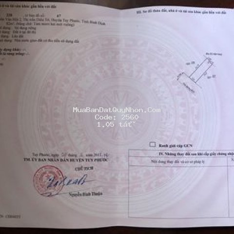 Bán đất thôn vân hội 2 - thị trấn tuy phước