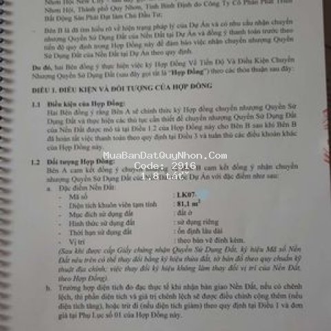 Bán ngay 81m đất đường lớn 15m nhơn hội phân khu 2
