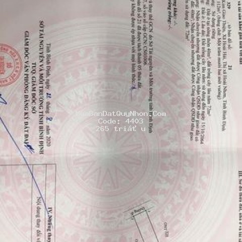 Cần bán đất giá tốt 265tr