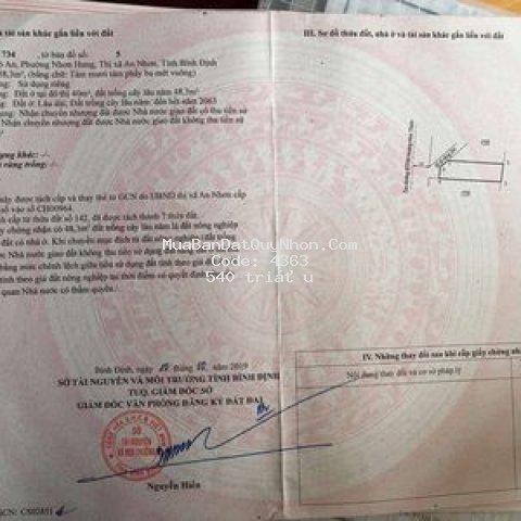 Cần bán lô đất mặt tiền hoàng hoa thám nhơn hưng