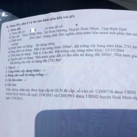 Cần bán mảnh đất tại xã hoài hương