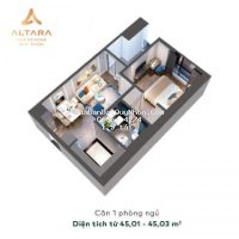 Chung cư altara residences 45m² 1 pn