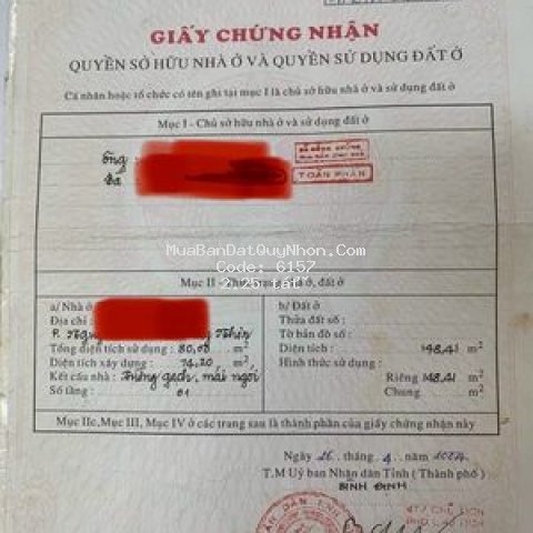 đất bán hẻm 70m2, n:5m, p. ng văn cừ, tp. qui nhơn