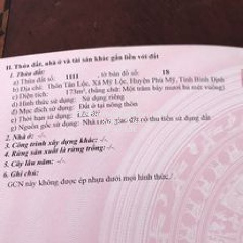 đất đẹp mặt tiền ql1a -mỹ lộc phù mỹ bình định
