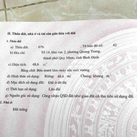 đất hẽm lớn thổ cư 48,6 m2 nguyễn thái học