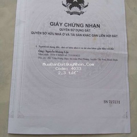 đất huyện tây sơn 200m2