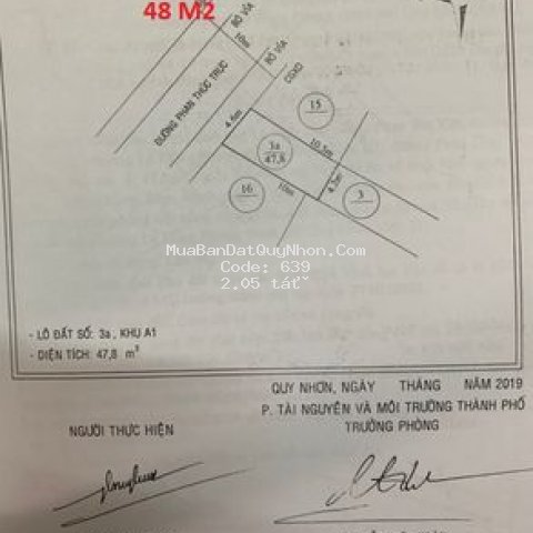 đất phan thúc trực quy nhơn,44m2 ngang 4m,đông nam