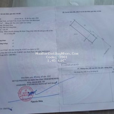 đất ql19c mốc lg 45 mét 210m2 canh vinh