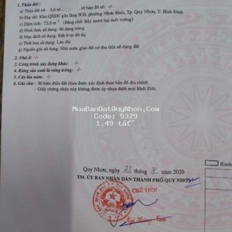 đất sos đường lê văn thủ