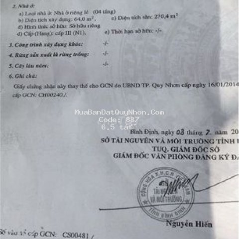Nhà 1 trệt 3 lầu thành phố qui nhơn 74m² bán gấp