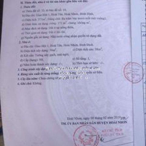 Nhà đất thôn giao hội 1, hoài tân, hoài nhơn, bđ