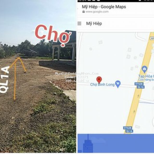 Bán 2 lô đất ngay chợ bình long phù mỹ 390 tr/lô