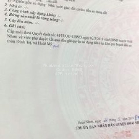Bán đất định trị hoài mỹ