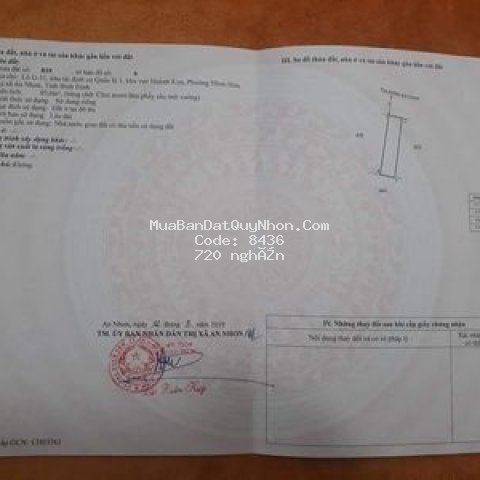 Bán đất mặt tiền nhơn hòa - tx.an nhơn - chính chủ