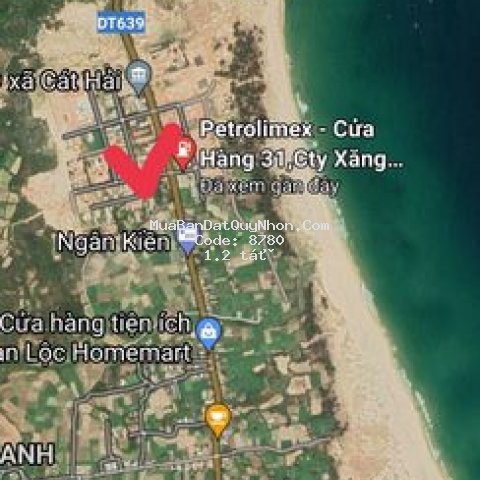 Bán đất xã cát hải, huyện phù cát, hướng đn,