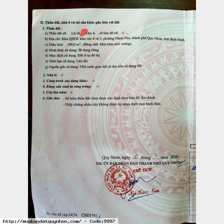 Bán lô đất phường nhơn phú, gần trường đại học Quang Trung dt 100m2 giá 1 tỷ 550 có tl Bán lô đất phường nhơn phú, gần trường đại học Quang Trung dt 100m2 giá 1 tỷ 550 có tl