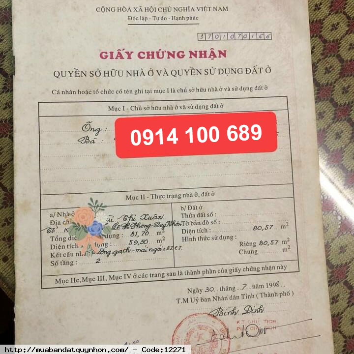 Bán nhà mặt tiền đường Bùi Thị Xuân_P Lê Hồng Phong_Trung tâm TP Quy Nhơn - Diện tích: 80,57m2 ngang 3,7m x 22m - Kết cấu: nhà 2 tầng, đây đủ công năng. - Hướng: Đông Bắc  💰6tỷ200 thương lượng