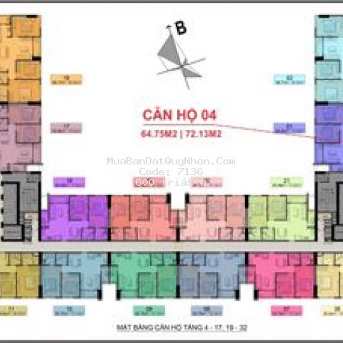 Căn hộ biển 72m2 có 2pn,2wc,2logia chỉ 600 triệu