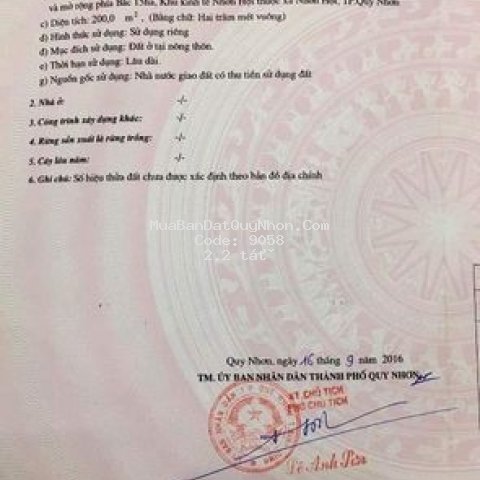 Chính chủ bán đất tại nhơn phước – nhơn hội