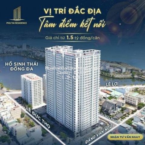 Chung cư phú tài residence 72m² 2pn giá cđt