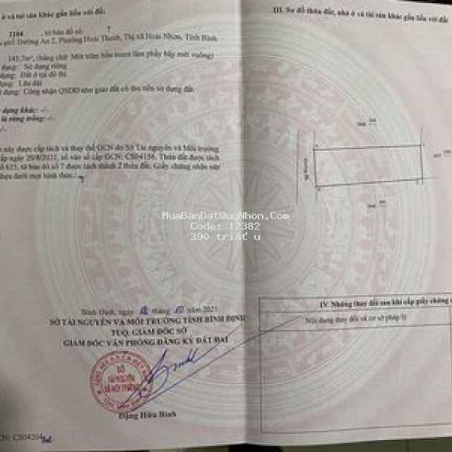 đất gò quyền trường an 2 hoài thanh
