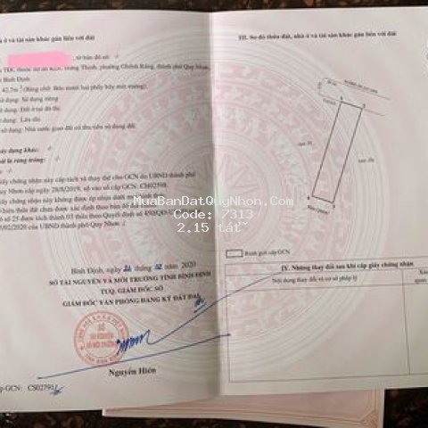 đât khu dân cư hưng thịnh quy nhơn 42m2