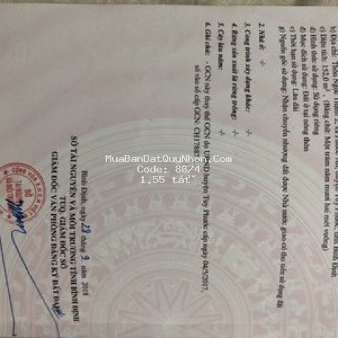 đất thổ cư ngọc thạnh , phước an, tuy phước