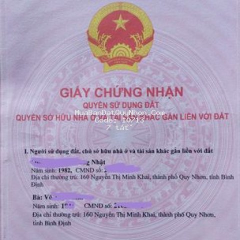 Nhà mặt chợ khu 6. tp quy nhơn. cách chợ 20m