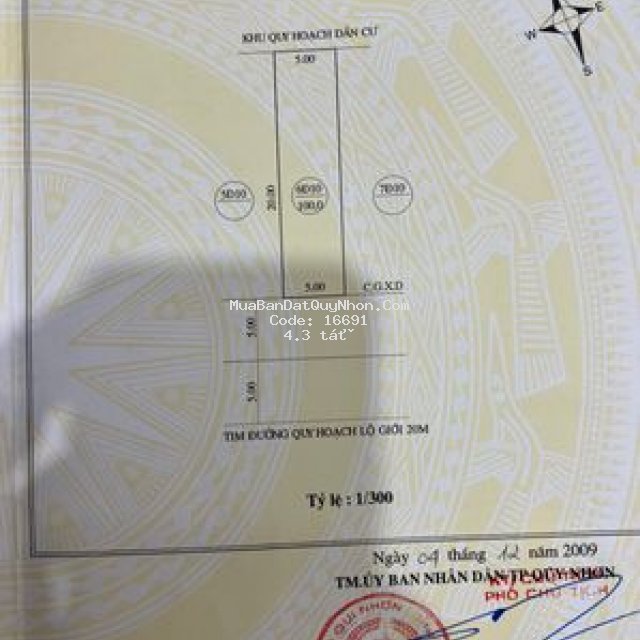 100m2 đất quy nhơn,5x20m, mặt đường 20m