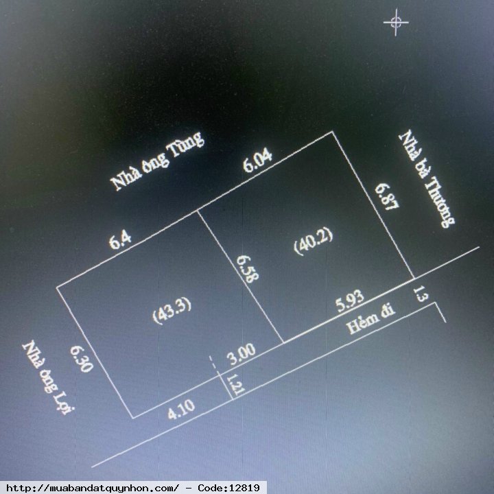 Bán 2 lô gần khu đấu giá gara quyền_P Quang Trung_TP Quy Nhơn Diện tích như sổ 40,2 m2 và 43,3m2 Hướng Đông Nam 