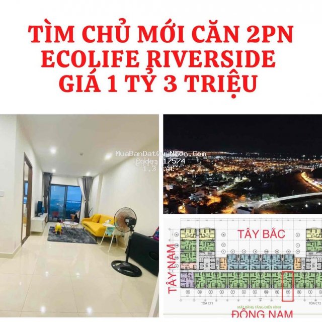 Bán cắt lỗ căn 2pn ecolife riverside giá 1 tỷ 3