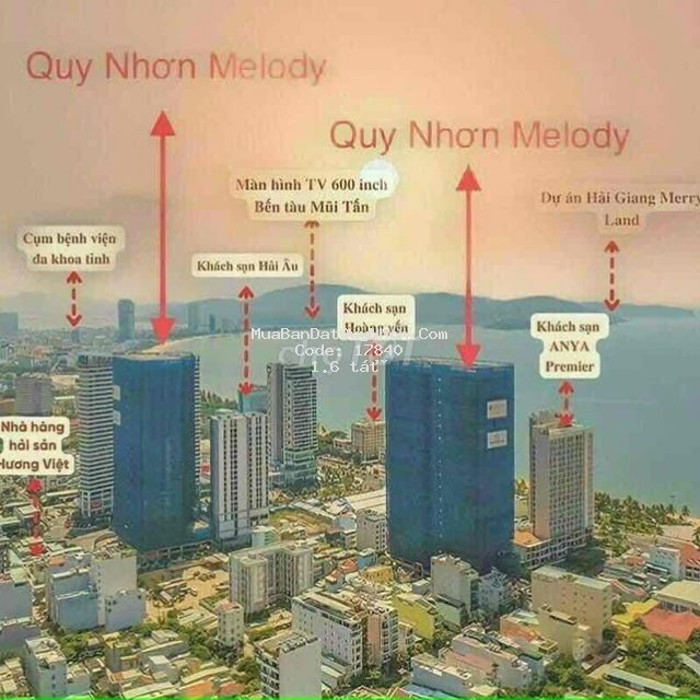 Bán cắt lỗ melody quy nhơn giá 1 tỷ 6/ căn