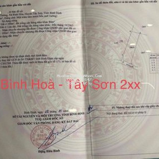 Bán đất bình hoà - tây sơn