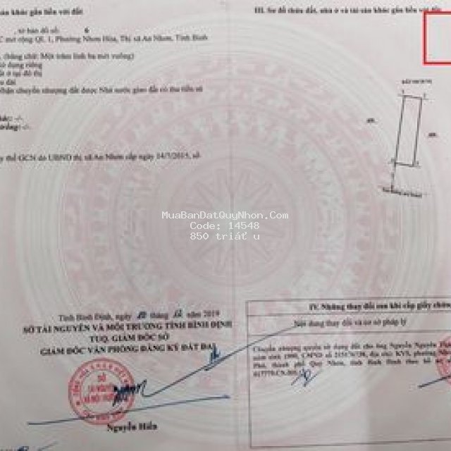 Bán đất gấp kdc huỳnh kim - an nhơn  bình định
