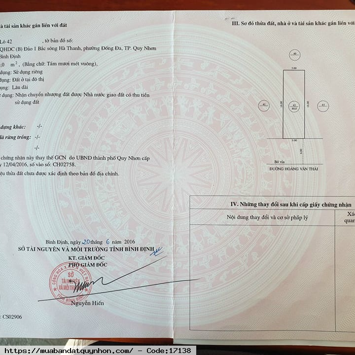 Bán đất khu Hà Thanh đường Hoàng Văn Thái_P Đống Đa_TP Quy Nhơn - Diện tích 80m2 - Giá 3,7 tỷ 