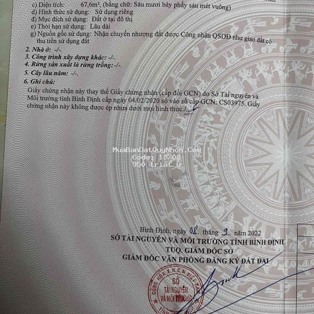 Bán đất kp thiện chánh 2, tam quan bắc, hoài nhơn