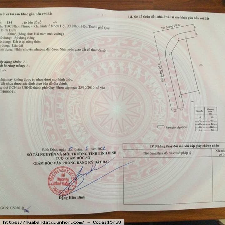 Bán đất lô góc khe đá_Nhơn Hội_Quy Nhơn. - Diện tích: 200m2 - Giá bán: 3,2 tỷ