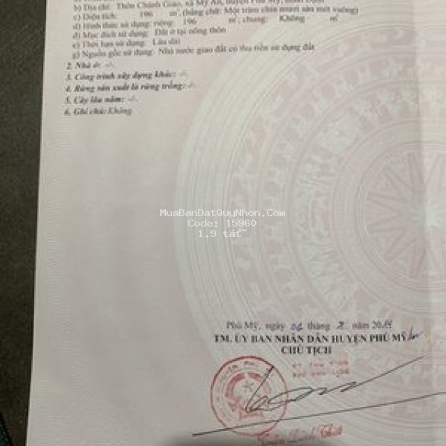 Bán đất mặt tiền ở mỹ an, phù mỹ, bình định