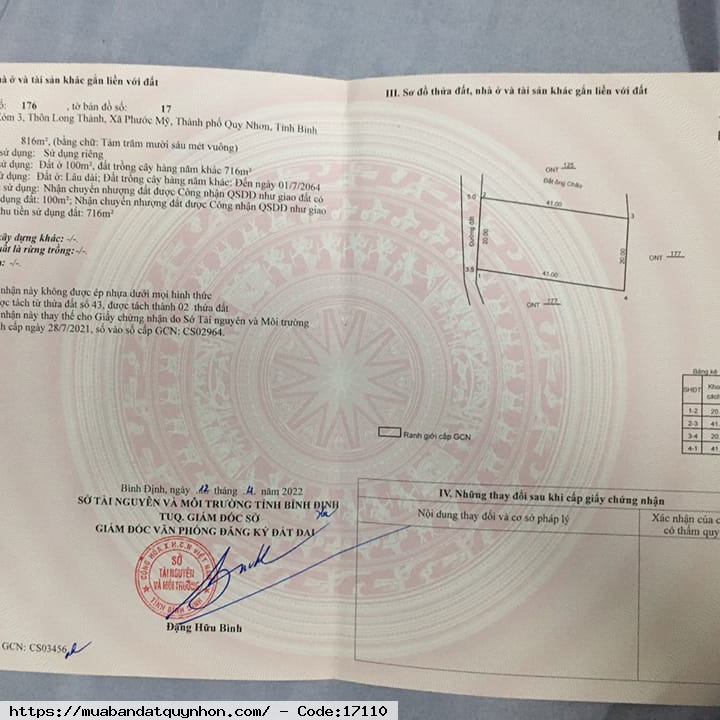 Bán đất xã Phước Mỹ_TP Quy Nhơn - Diện tích: 816m2 ngang 20m - Đường ô tô 5m - Giá bán: 1,5 tỷ Bán đất xã Phước Mỹ_TP Quy Nhơn - Diện tích: 816m2 ngang 20m - Đường ô tô 5m - Giá bán: 1,5 tỷ