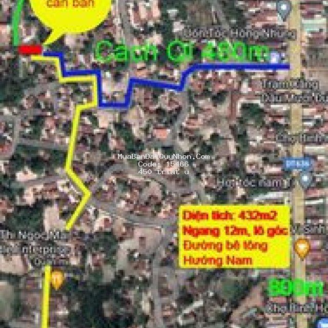 Bán lô đất 432m2 n12m bình hoà tây sơn bình định