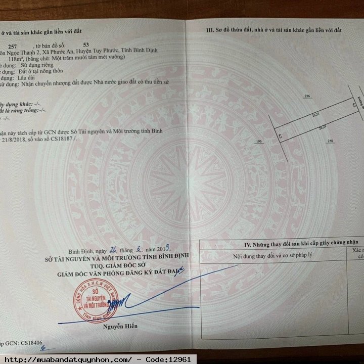 Bán lô đất Diêu trì, xã phước an, tuy Phước Bình Định - Diện tích 118m2 ngang 4,5m, vuông vức  - Pháp lý sổ đỏ  - Giá 800 tr ☎️/zalo: 0914100689