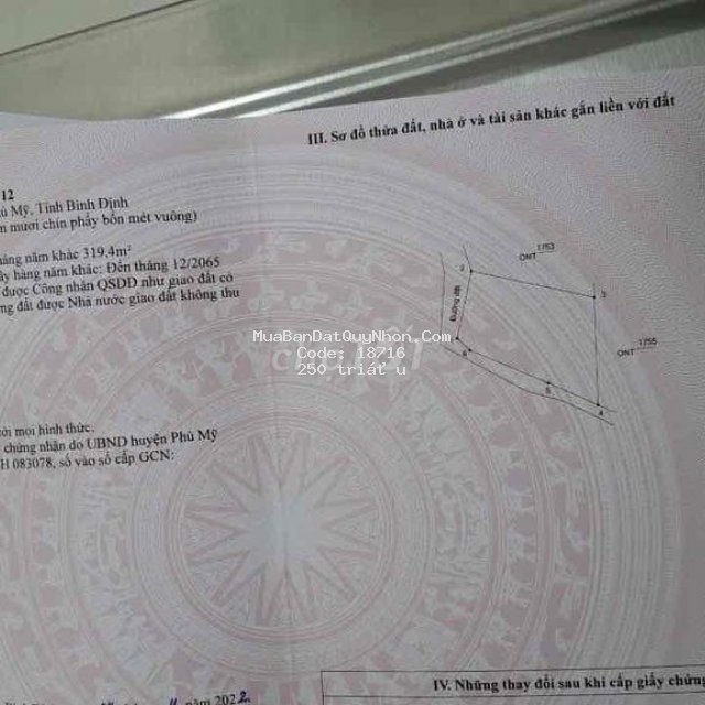 Bán lô đất tdt gần 400m đất ở 70m giá 250tr