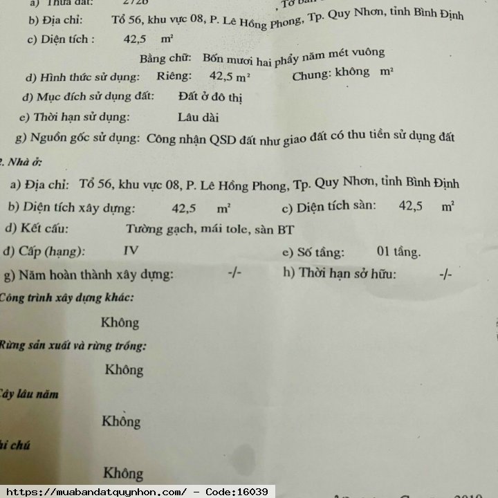 Bán nhà hẻm Phạm Ngũ Lão_P Lê Hồng Phong_TP Quy Nhơn. -.Diện tích: 42,5m2 ngang 6m - Kết cấu: nhà mê lỡ đầy đủ công năng - Nhà gần chợ, gần trường, gần siêu thị...trung tâm thành phố tiện ích mọi nhu cầu. Bán nhà hẻm Phạm Ngũ Lão_P Lê Hồng Phong_TP Quy Nhơn. -.Diện tích: 42,5m2 ngang 6m - Kết cấu: nhà mê lỡ đầy đủ công năng - Nhà gần chợ, gần trường, gần siêu thị...trung tâm thành phố tiện ích mọi nhu cầu.