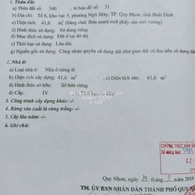 Bán nhà hẻm thông ngô mây - võ lai
