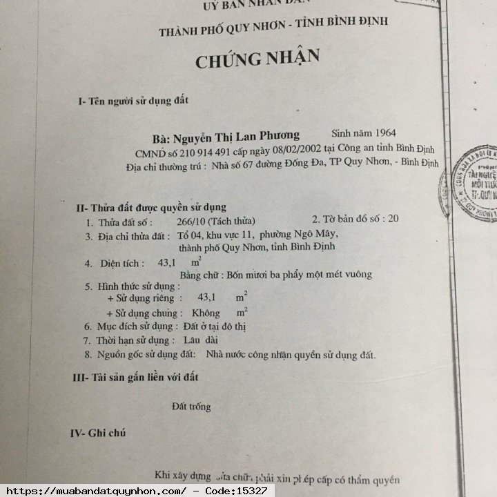 Bán nhà hẻm Võ Văn Dũng_P Ngô Mây_TP Quy Nhơn - Diện tích: 43m2 ngang 3,5m - Kết cấu: nhà mê lỡ, đầy đủ công năng - Vị trí: nhà gần trường, gần chợ, gần siêu thị, khu an & tiện ích. - Giá bán: 1 tỷ 900 triệu (thương lượng)