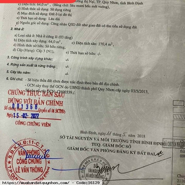 Bán nhà mặt tiền gần chợ đầm_P Thị Nại_TP Quy Nhơn - Diện tích: 64m2 ngang 4m, diện tích sử dụng: 170,4m2, vuông vức