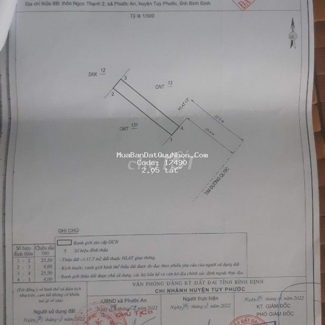 Cần bán lô đất 102m2, đường quốc lộ 19c
